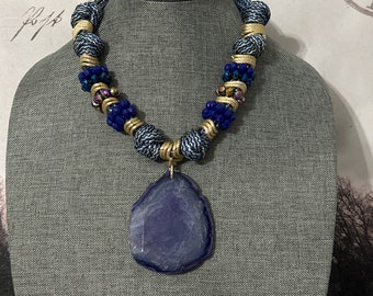 Agate necklace and earrings set