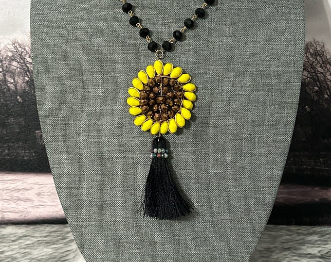 Crystal Sunflower Necklace and Earrings Set