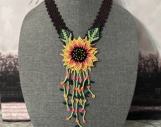 Sunflower necklace set with earrings and bracelet