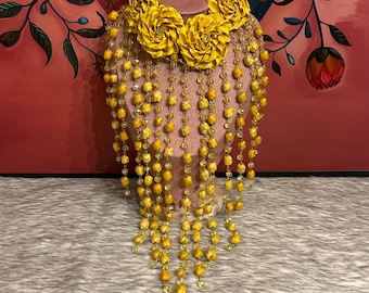 Maxi necklace Flowers and palm barrels with earrings