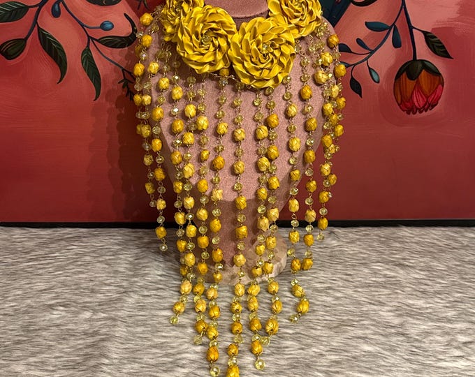 Maxi necklace Flowers and palm barrels with earrings