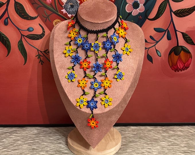 Mini waterfall flower necklace with earrings