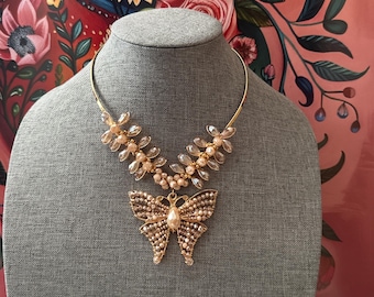 Crystal butterfly choker