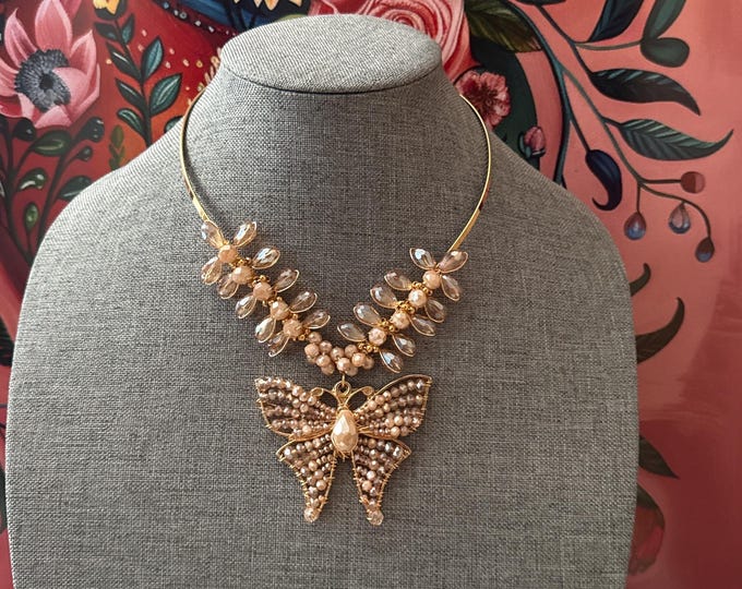 Crystal butterfly choker