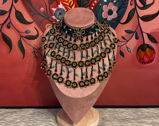 Floral-inspired necklace, earring, and bracelet set