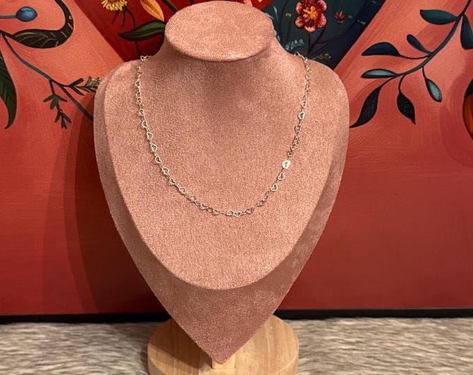 Heart Choker Necklace in 925 Sterling Silver
