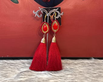 Crystal and silk mote earrings