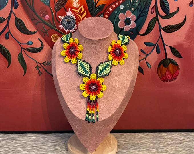 5 flower necklace set with bracelet and earrings