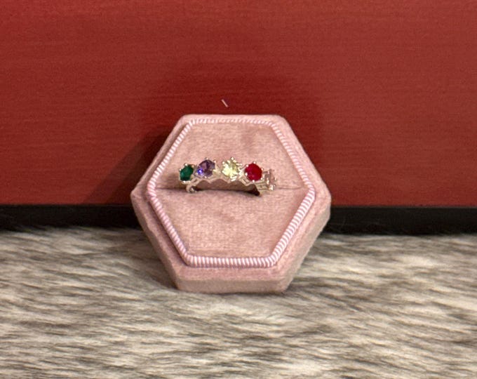 Multicolored ring in 925 silver size 7
