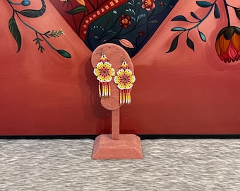 Peyote flower earrings