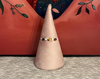 Macrame style woven bracelet with amber