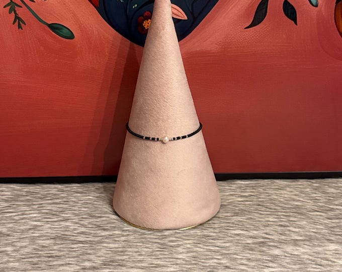 Thread bracelet with 925 silver and cultured river pearl