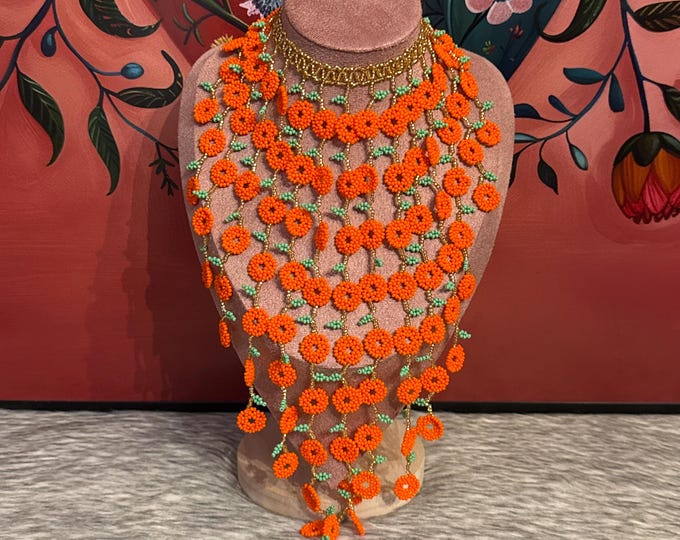 Bell flower necklace, earrings and bracelet set