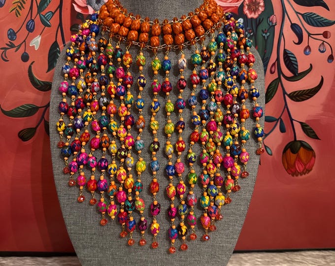 Palm barrel necklace with earrings