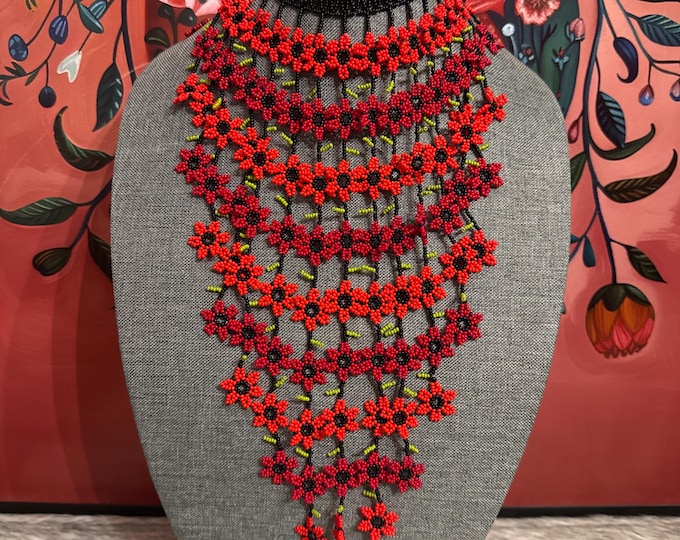 Flower waterfall necklace and earring set