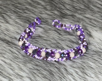 Huichol bracelet braided with crystals