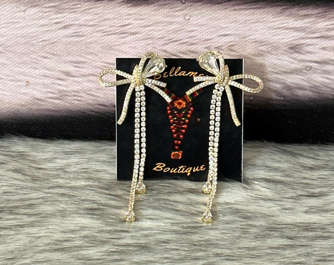 Crystal bow earrings