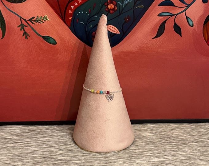 Elastic butterfly bracelet with 925 silver and Czech crystals