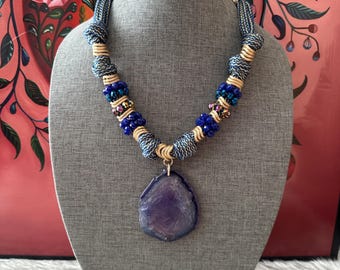 Agate necklace and earrings set
