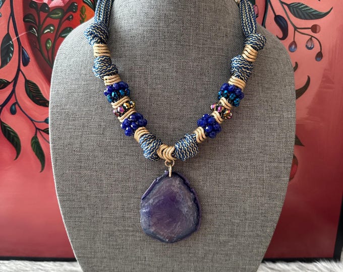 Agate necklace and earrings set