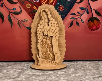 Virgin of Guadalupe carved in wood