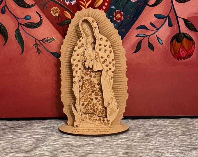Virgin of Guadalupe carved in wood