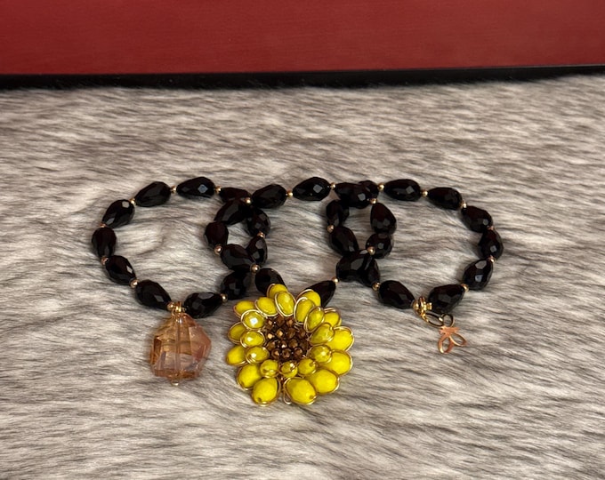Crystal Sunflower Bracelet and Earring Set