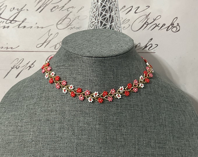 Flower choker set with earrings and bracelet