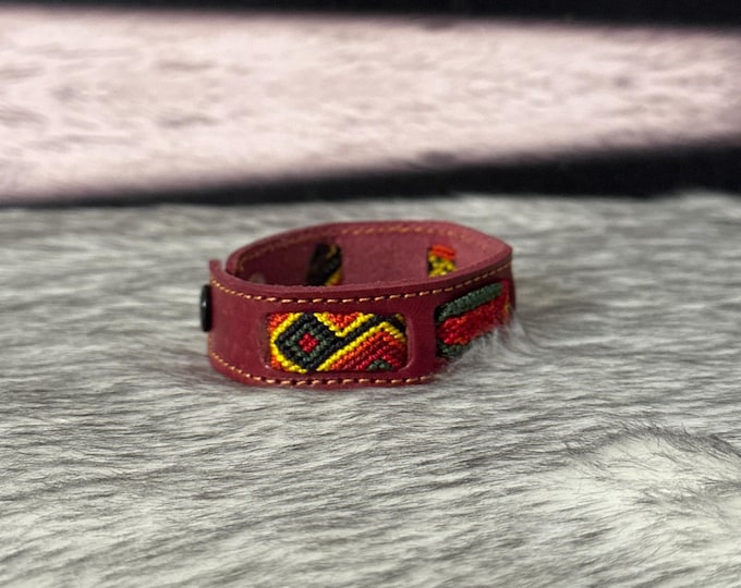 Leather bracelet with embroidery
