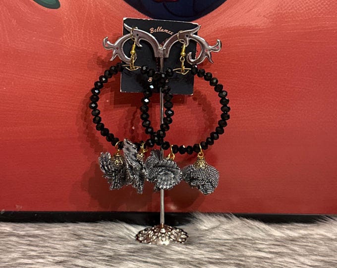 Crystal and flower earrings