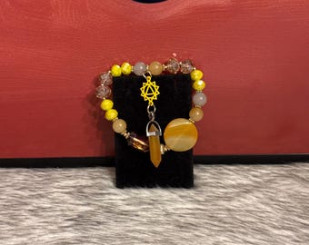 Bracelet with natural agates and Czech crystals.