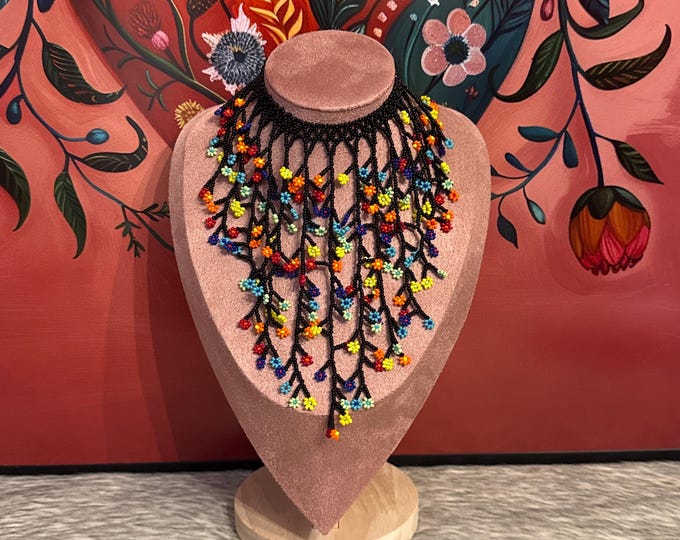 Floral roots necklace set with earrings and bracelet