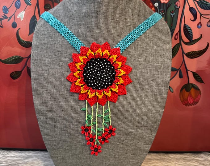 Mexican Sunflower Necklace, Earrings and Bracelet Set