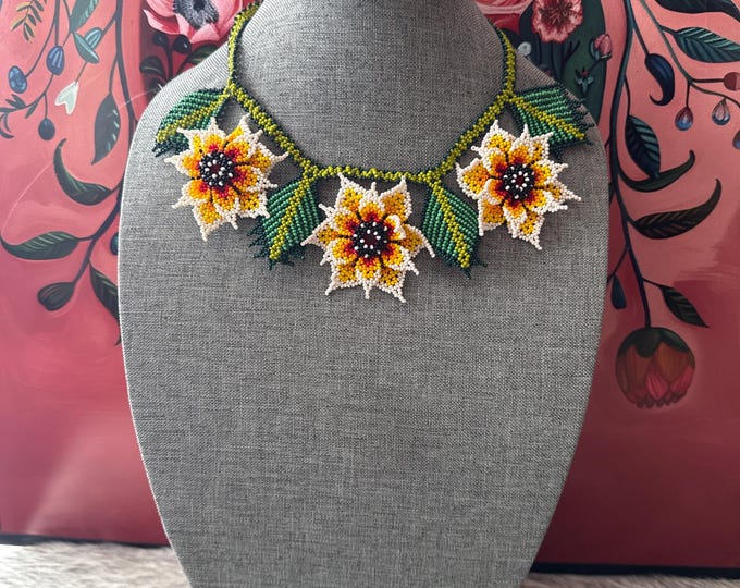 3 flower necklace set with earrings and bracelet