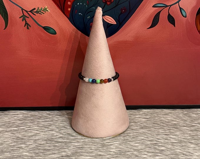 7 chakra thread bracelet with natural agates and 925 silver