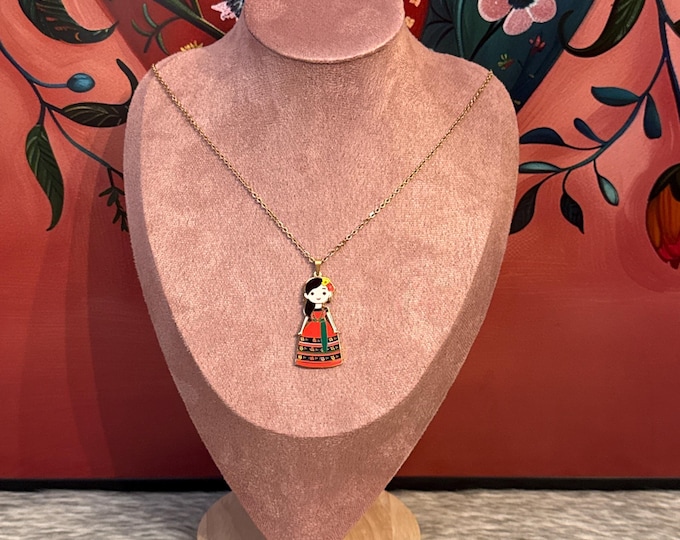 Necklace with Mexican doll pendant