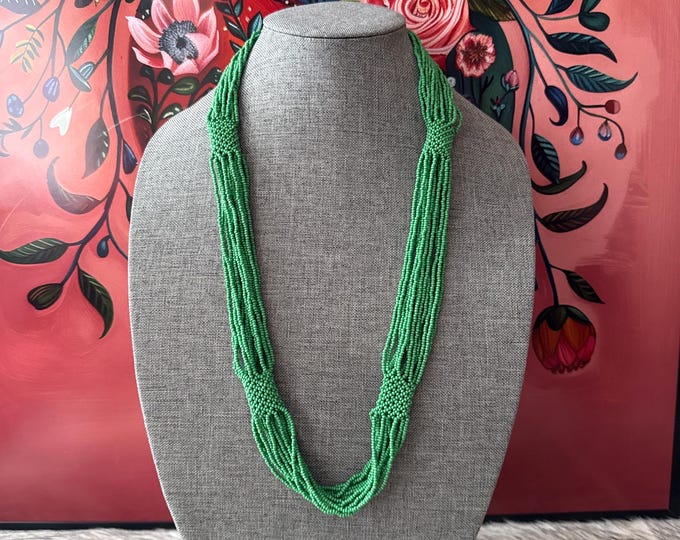 Beaded necklace set with bracelet and earrings