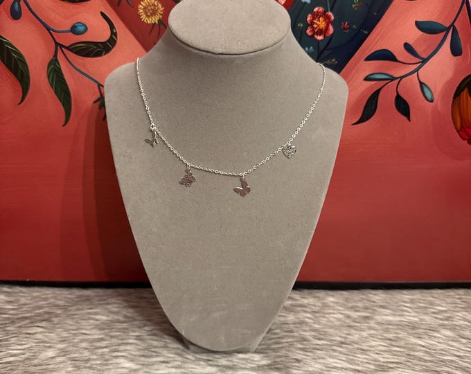Silver Butterfly Choker Necklace