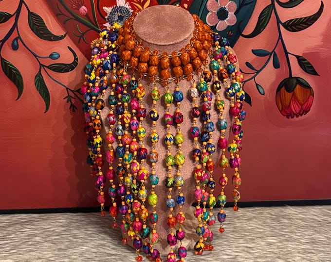 Palm barrel necklace with earrings