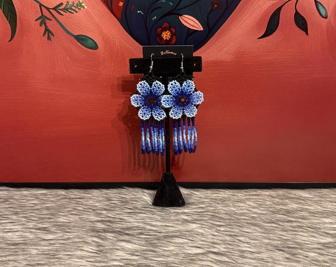 Handmade peyote flower earrings