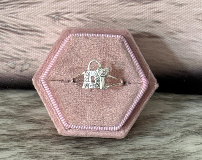 Padlock and key ring in 925 silver size 9.5 and 10.5