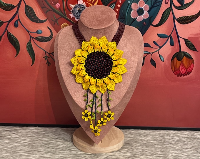 Mexican Sunflower Necklace, Earrings and Bracelet Set