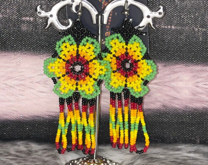 Handmade peyote flower earrings