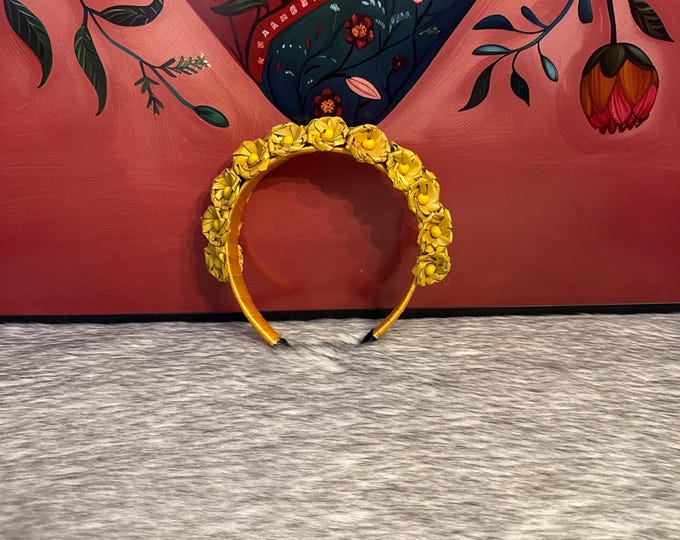 Handmade headband with palm flowers