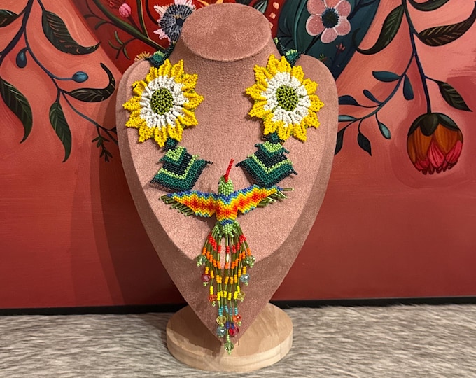 Handmade hummingbird necklace set with earrings and bracelet