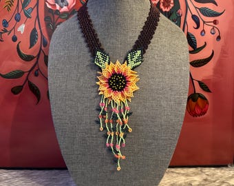 Sunflower necklace set with earrings and bracelet
