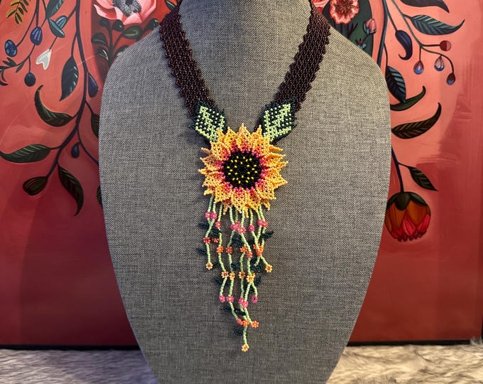Sunflower necklace set with earrings and bracelet