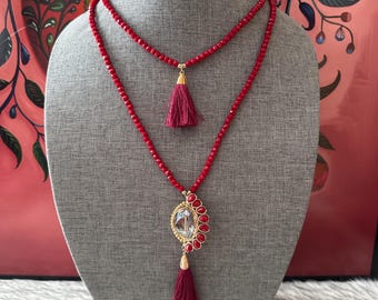 Crystal necklace set with bracelets and earrings