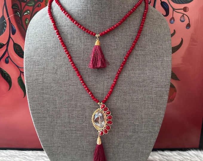 Crystal necklace set with bracelets and earrings