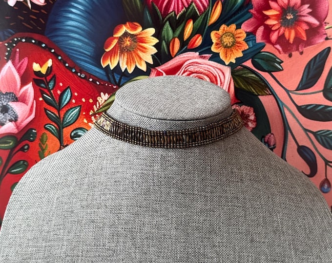 Set of handmade choker, earrings and bracelet